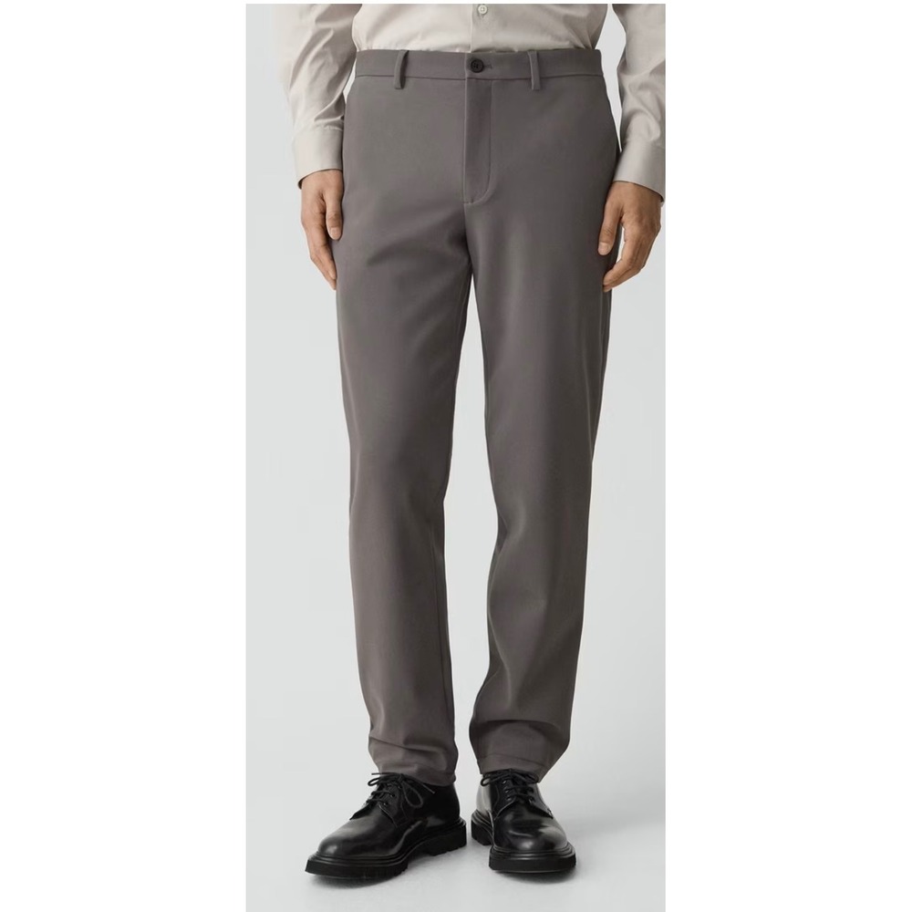 Theory Zaine Straight Performance Tech Taupe Grey Chino Trouser Pants Men 34 EUC